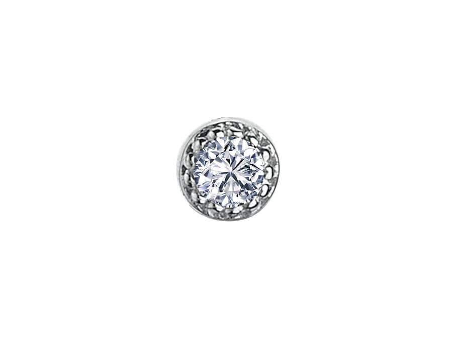 Diamond nose piercing in 14 K white gold - 7 mm x 2.9 mm