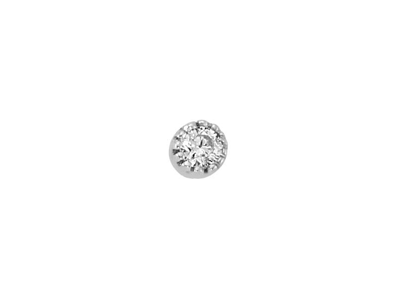 Diamond nose piercing in 14 K white gold - 7 mm x 3.3 mm