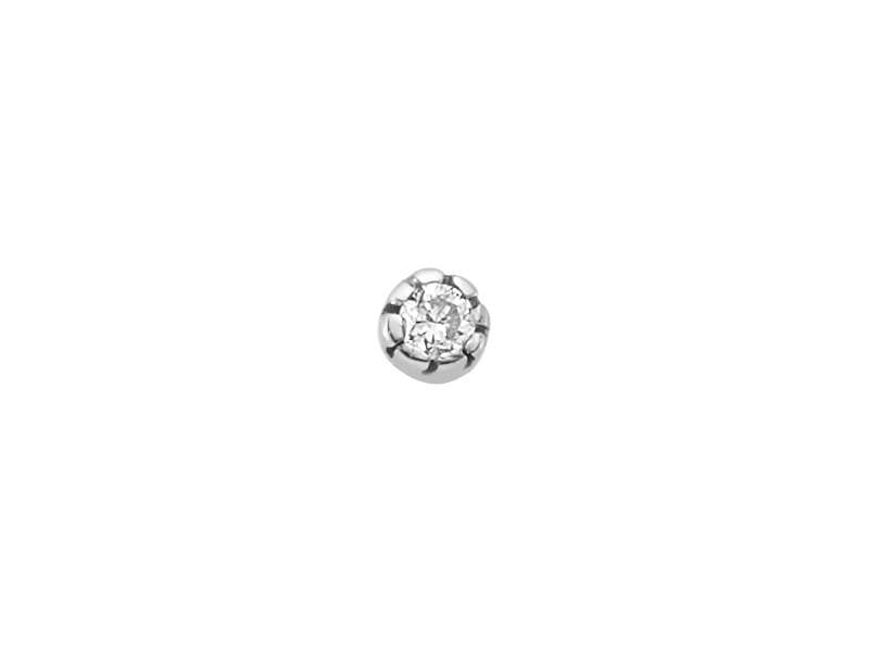 Diamond nose piercing in 14 carat white gold - 7 mm x 2.6 mm