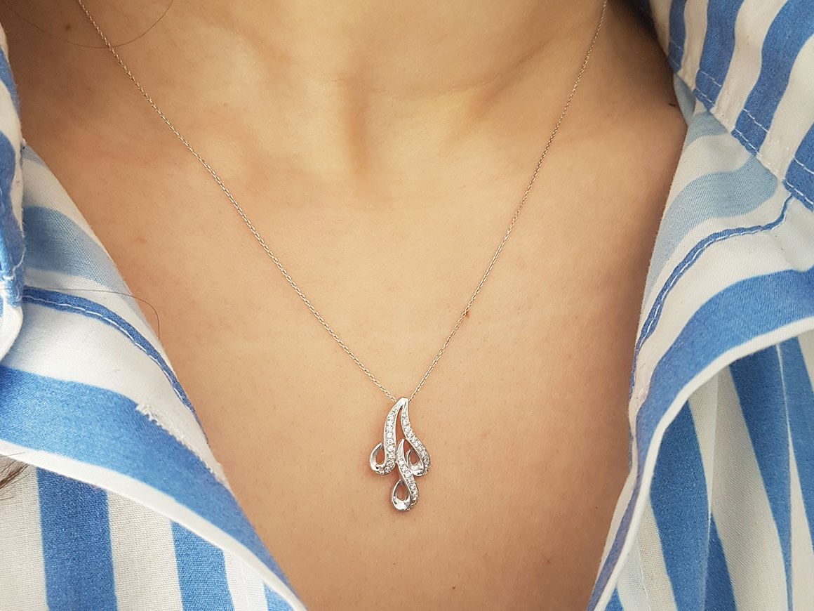 Diamant Odette Colier in 585er 14 Karat Weißgold - handgefertigter Diamantschmuck aus Feingold | Sirius Diamant