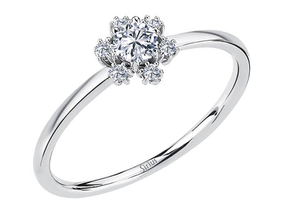 Snowflake diamond ring in white gold