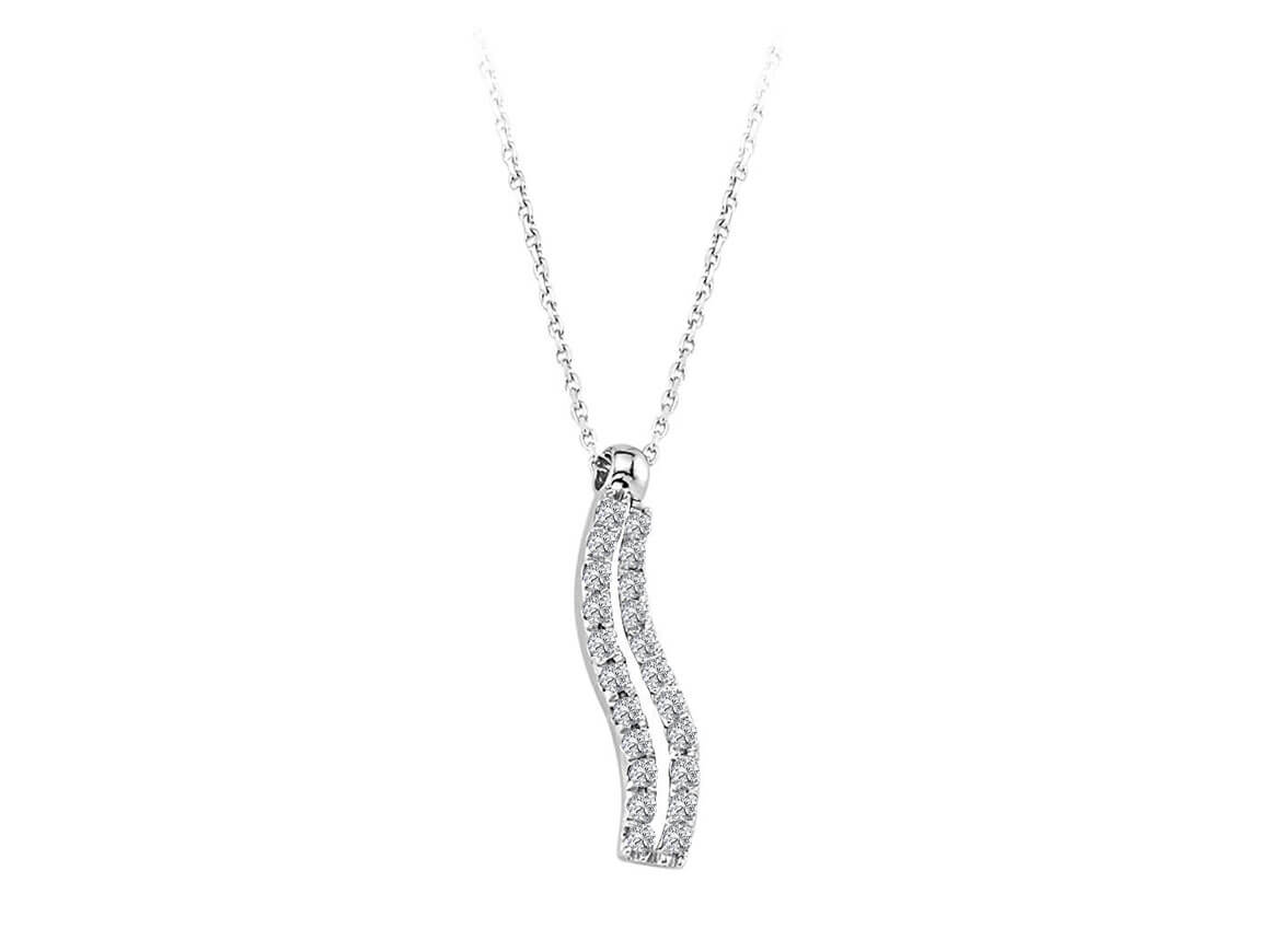 Diamant Zweireihe Collier in 8 K Weißgold - handgefertigter Diamantschmuck aus Feingold | Sirius Diamant
