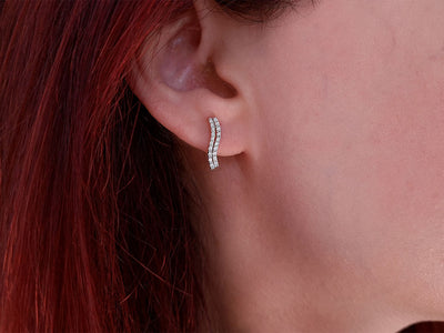 0.18 carat diamond double row earrings in 333 8 carat white gold