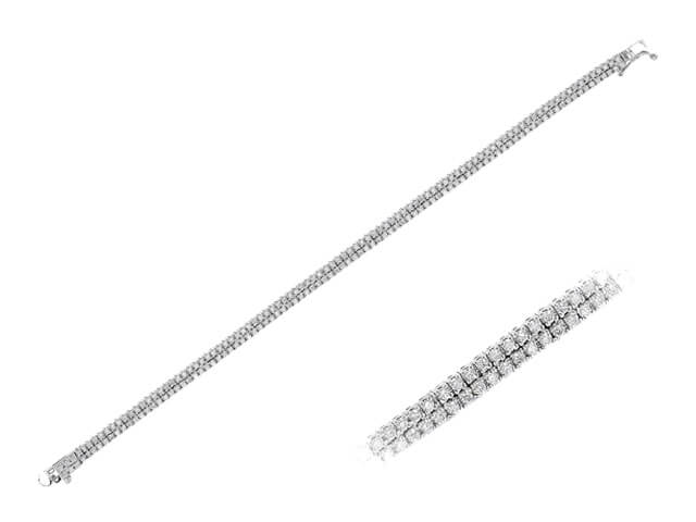 3,85 Karat Diamant Zweireihe Tennis Armband in 14 K Weißgold - handgefertigter Diamantschmuck aus Feingold | Sirius Diamant