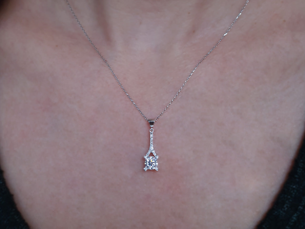 Eiffel Diamant Halskette in 14k Gold - handgefertigter Diamantschmuck aus Feingold | Sirius Diamant
