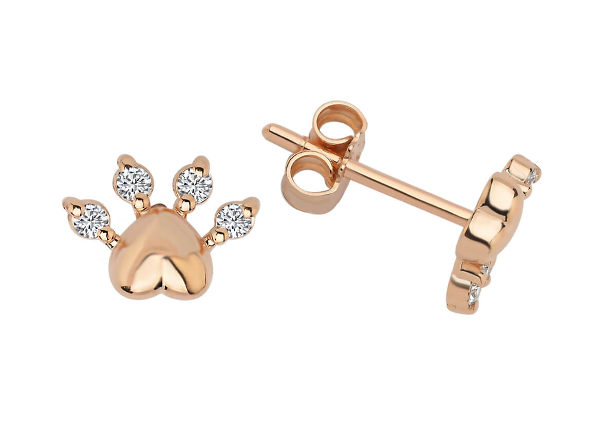 Diamant Pfofe Ohrstecker - handgefertigter Diamantschmuck aus Feingold | Sirius Diamant