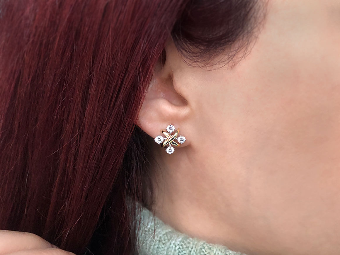 Diamant Quattro Ohrringe - handgefertigter Diamantschmuck aus Feingold | Sirius Diamant
