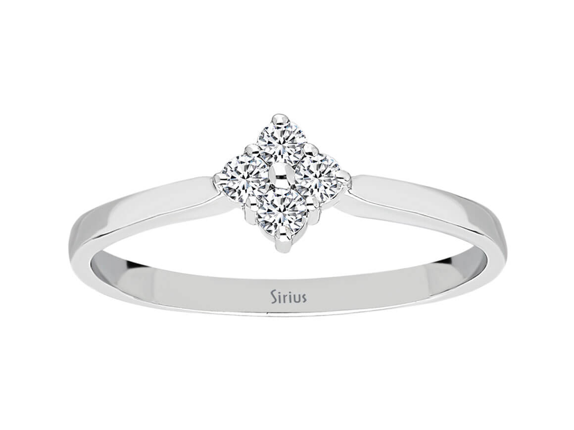 F Farbe 0,14 Karat Diamant Quattro Damenring in 333er 8 Karat Weißgold - handgefertigter Diamantschmuck aus Feingold | Sirius Diamant