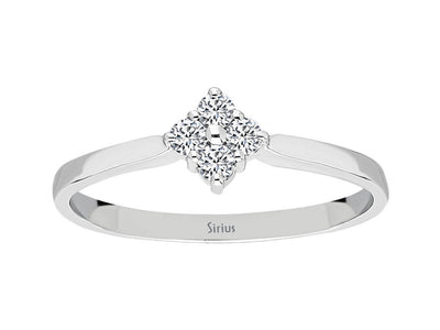 F color 0.14 carat diamond Quattro ladies ring in 333 8 carat white gold