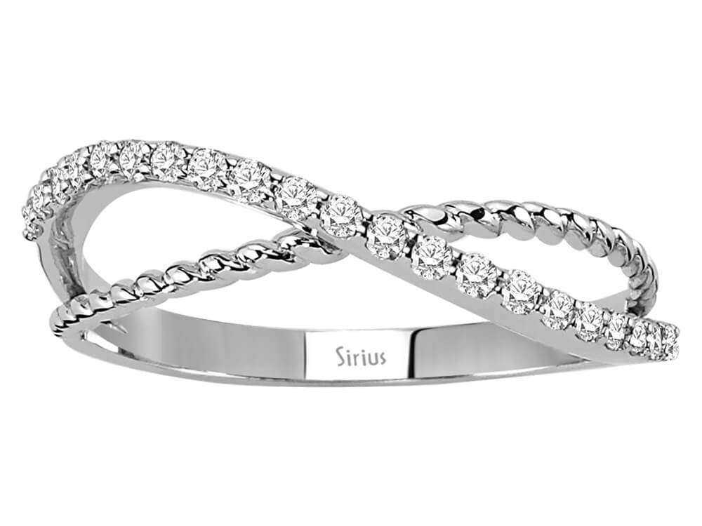 0,31 Karat Diamant Unendlichkeit Allianz in 8 K Weißgold - handgefertigter Diamantschmuck aus Feingold | Sirius Diamant