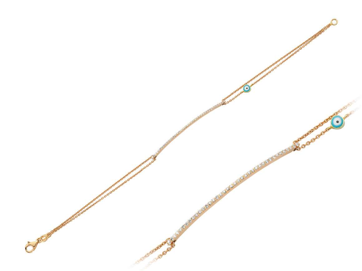 Bracelet tennis en or rose 14 carats avec diamants de 0,23 carat