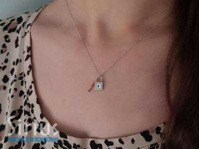 Diamond lock and key necklace