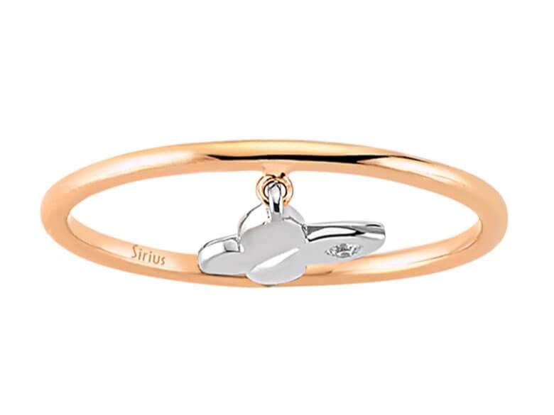 Diamond butterfly ring in 8 K red gold and white gold
