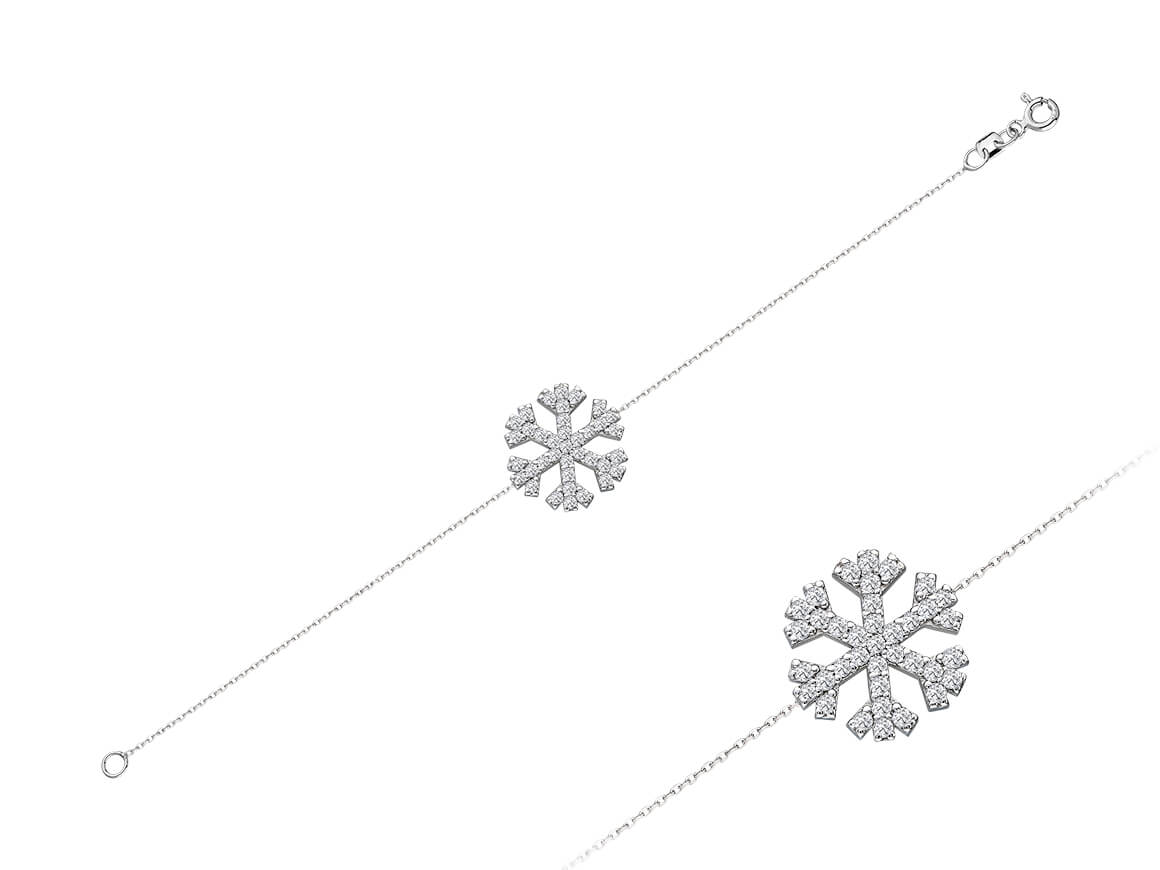 Diamant Schneeflocken Armband - handgefertigter Diamantschmuck aus Feingold | Sirius Diamant