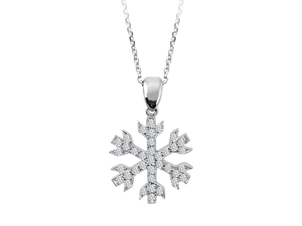 Diamant Schneeflocke Collier – handgefertigter Diamantschmuck aus Feingold | Sirius Diamant