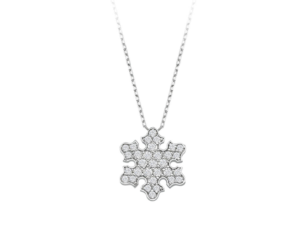 0,47 Karat Diamant Schneeflocke Collier - handgefertigter Diamantschmuck aus Feingold | Sirius Diamant
