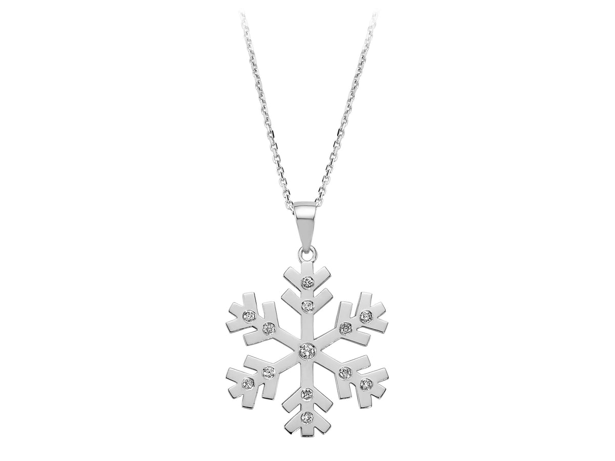 0,10 Karat Diamant Schneeflocke Collier - handgefertigter Diamantschmuck aus Feingold | Sirius Diamant