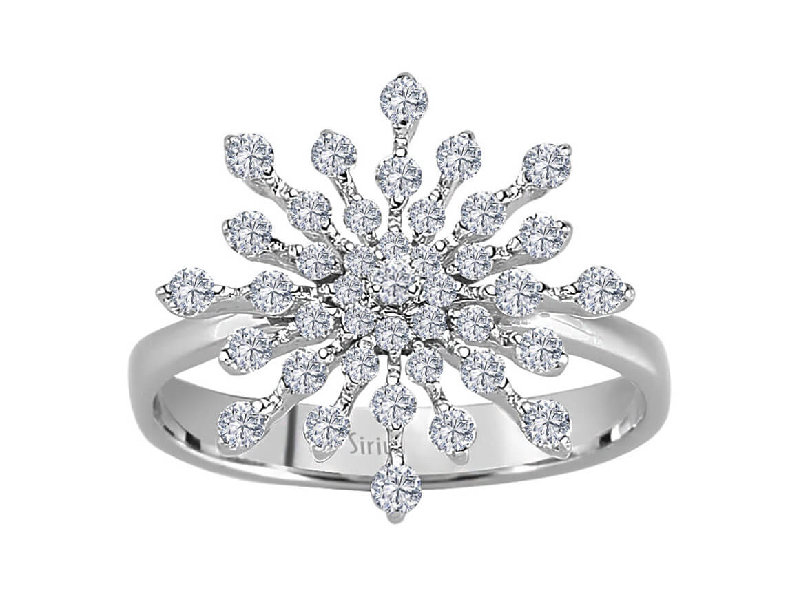 Diamond snowflake ring in 585 14 carat white gold