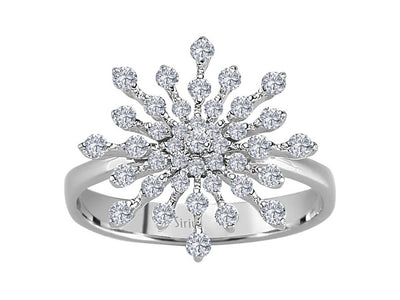 Diamond snowflake ring in 585 14 carat white gold