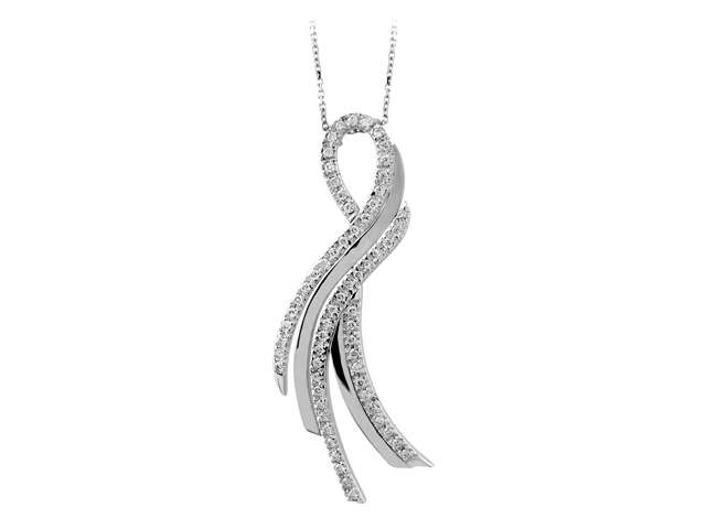 Collier cygne en diamant en or blanc 14 carats
