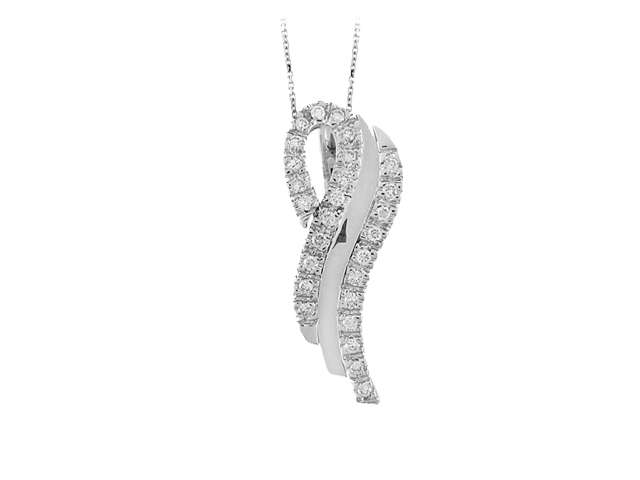 Collier cygne en or blanc 14 carats avec diamants de 0,27 carat