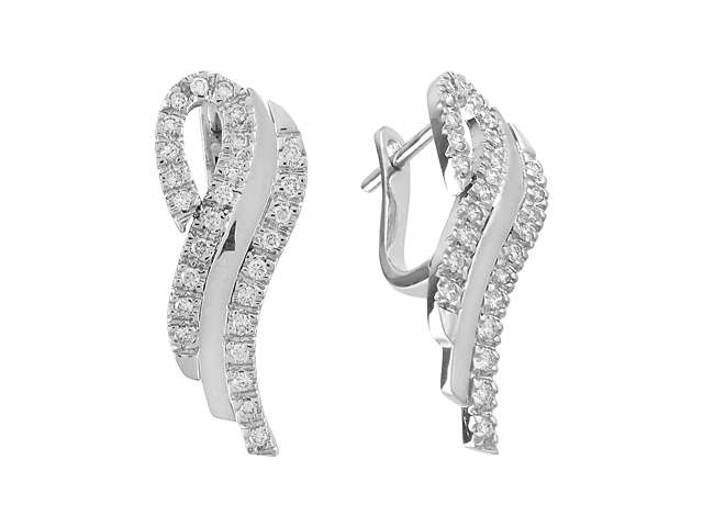 F Farbe 0,53 Karat Diamant Schwann Ohrringe in 14 K Weißgold - handgefertigter Diamantschmuck aus Feingold | Sirius Diamant