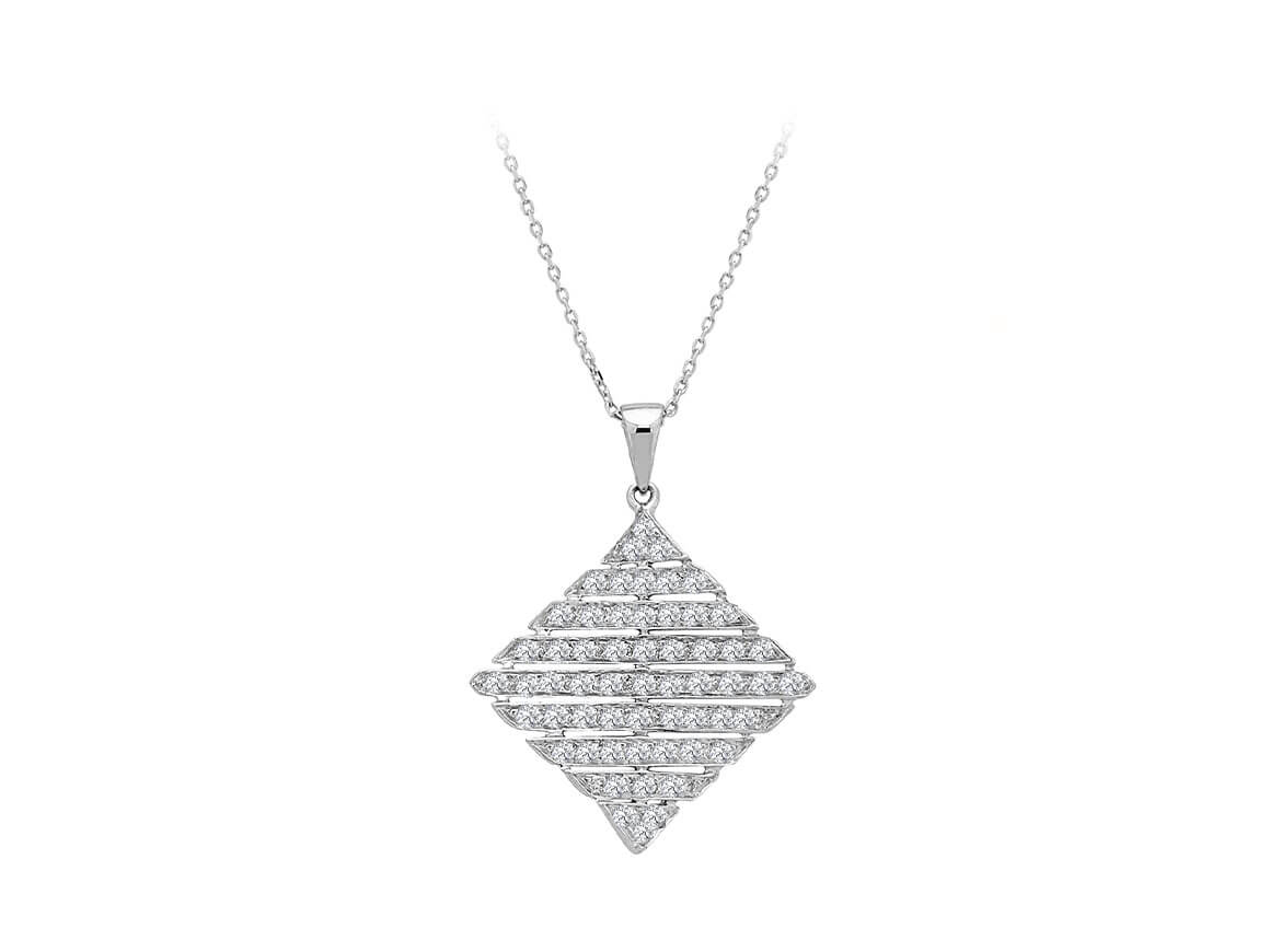 Diamant Luftspiegelung Collier in 14 K Weißgold - handgefertigter Diamantschmuck aus Feingold | Sirius Diamant