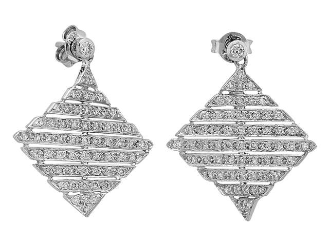 1.06 total carat diamond air play earrings in 585 14 carat white gold