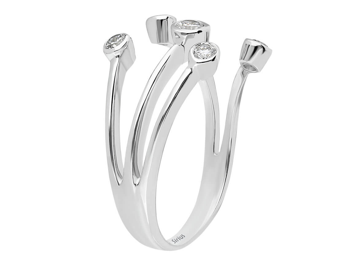 0,24 Gesamtkarat Diamant Liebeswendel Ring in 585er 14K Weißgold - handgefertigter Diamantschmuck aus Feingold | Sirius Diamant