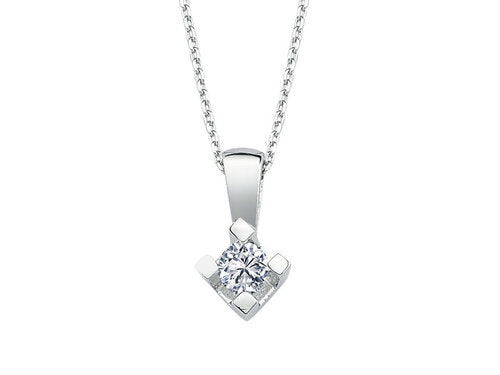 F Farbe 0,10 Carat Solitär Collier - handgefertigter Diamantschmuck aus Feingold | Sirius Diamant