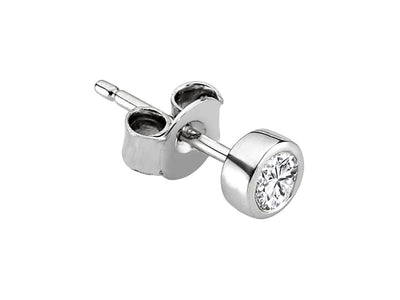 0.18 Carat Diamond Solitaire Men's Earring in 14k White Gold