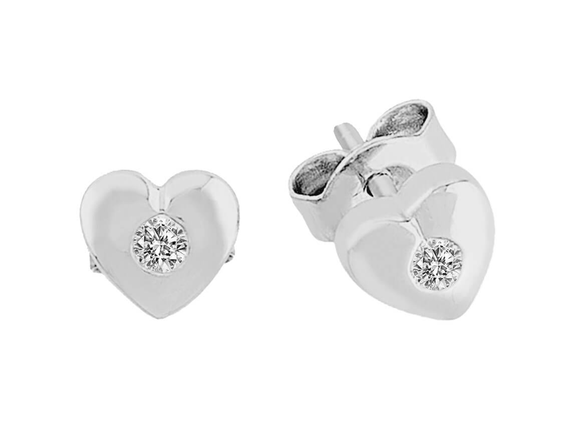 0.10 Carat Diamond Heart Design Earrings
