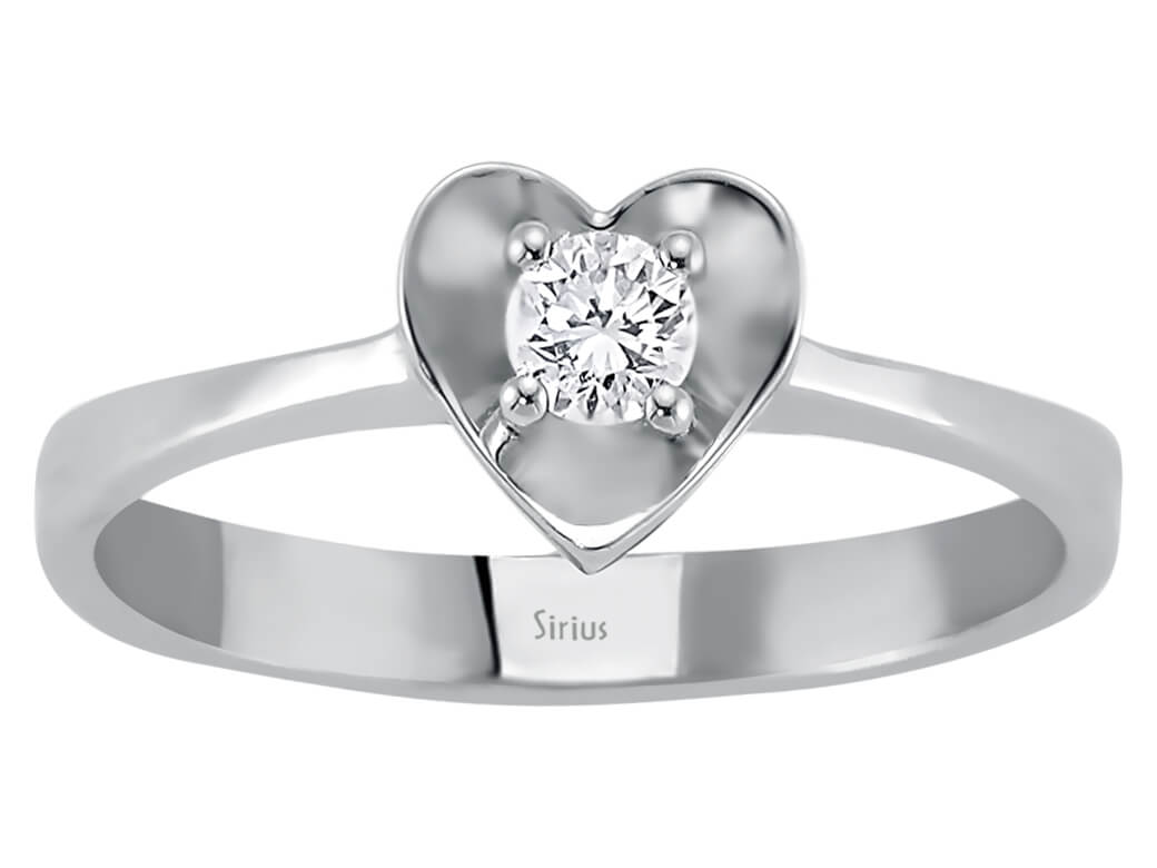 0,16 Karat Diamant Herz Solitär Ring - handgefertigter Diamantschmuck aus Feingold | Sirius Diamant