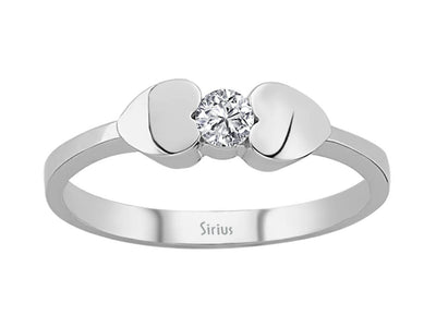 Bague solitaire en forme de cœur avec diamant de 0,15 carat