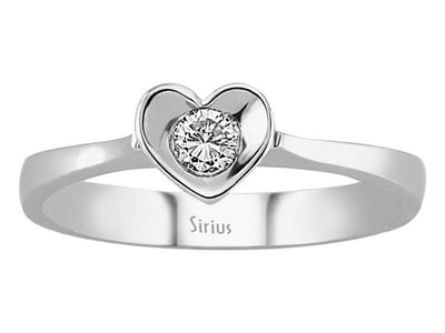 Bague solitaire en forme de cœur avec diamant de 0,10 carat
