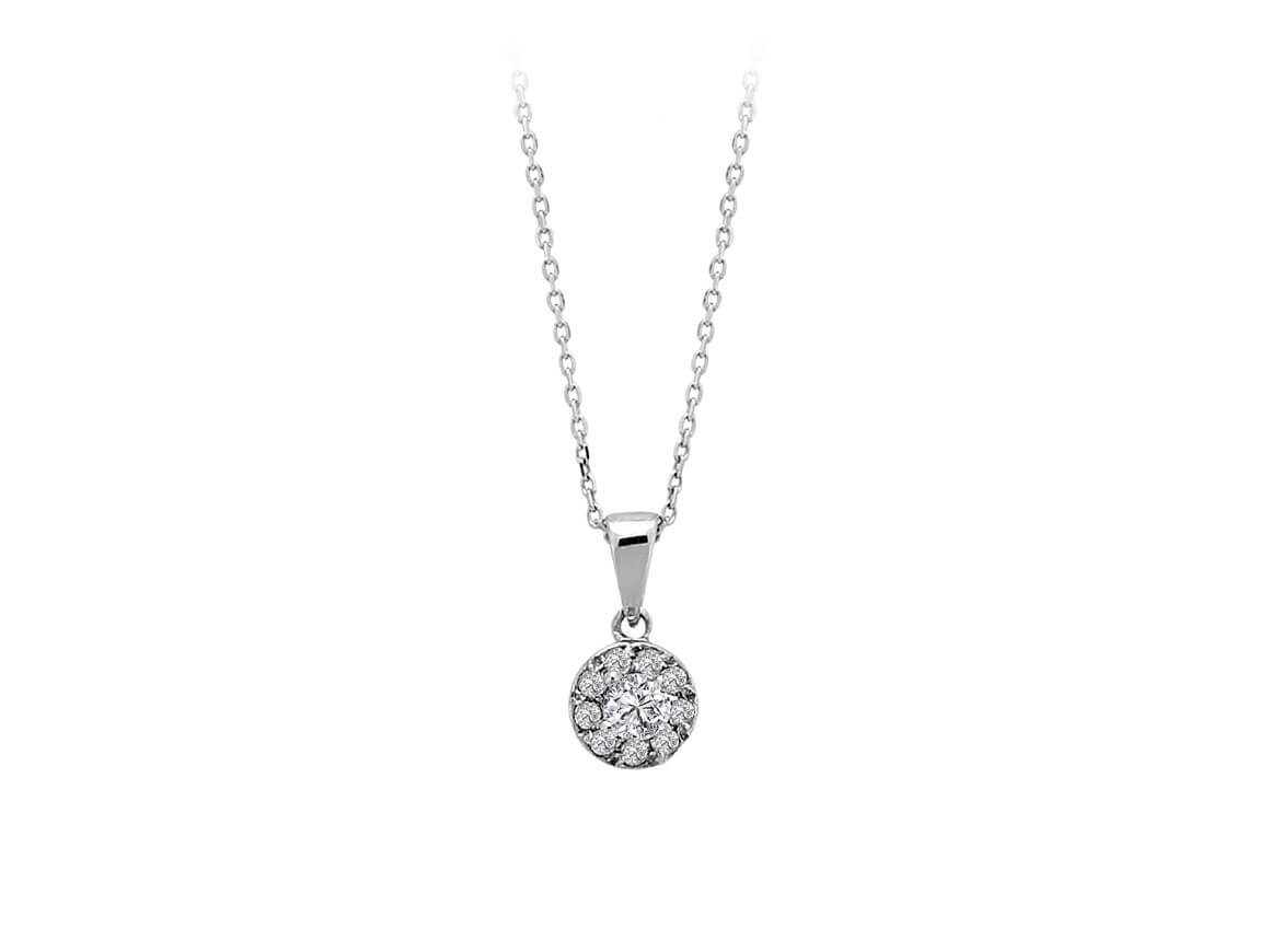 0,22 Gesamtkarat Diamant Solitär Collier 8 Karat Weißgold - handgefertigter Diamantschmuck aus Feingold | Sirius Diamant