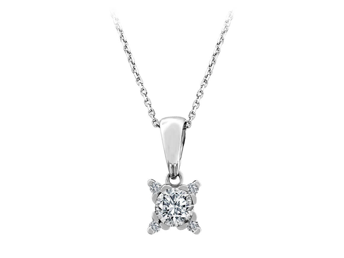 0.41 carat diamond solitaire necklace in 14 carat white gold
