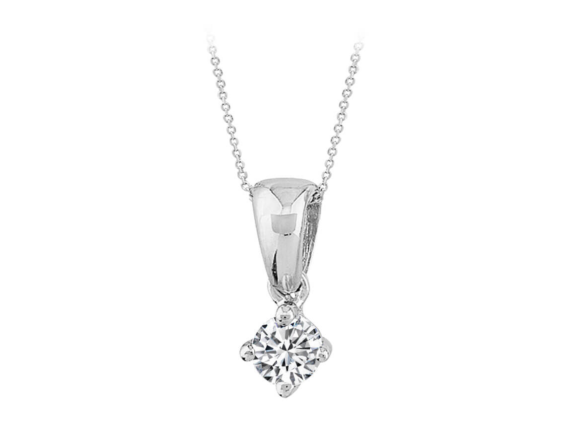 G color 0.23 carat diamond solitaire necklace in 585 14 carat white gold