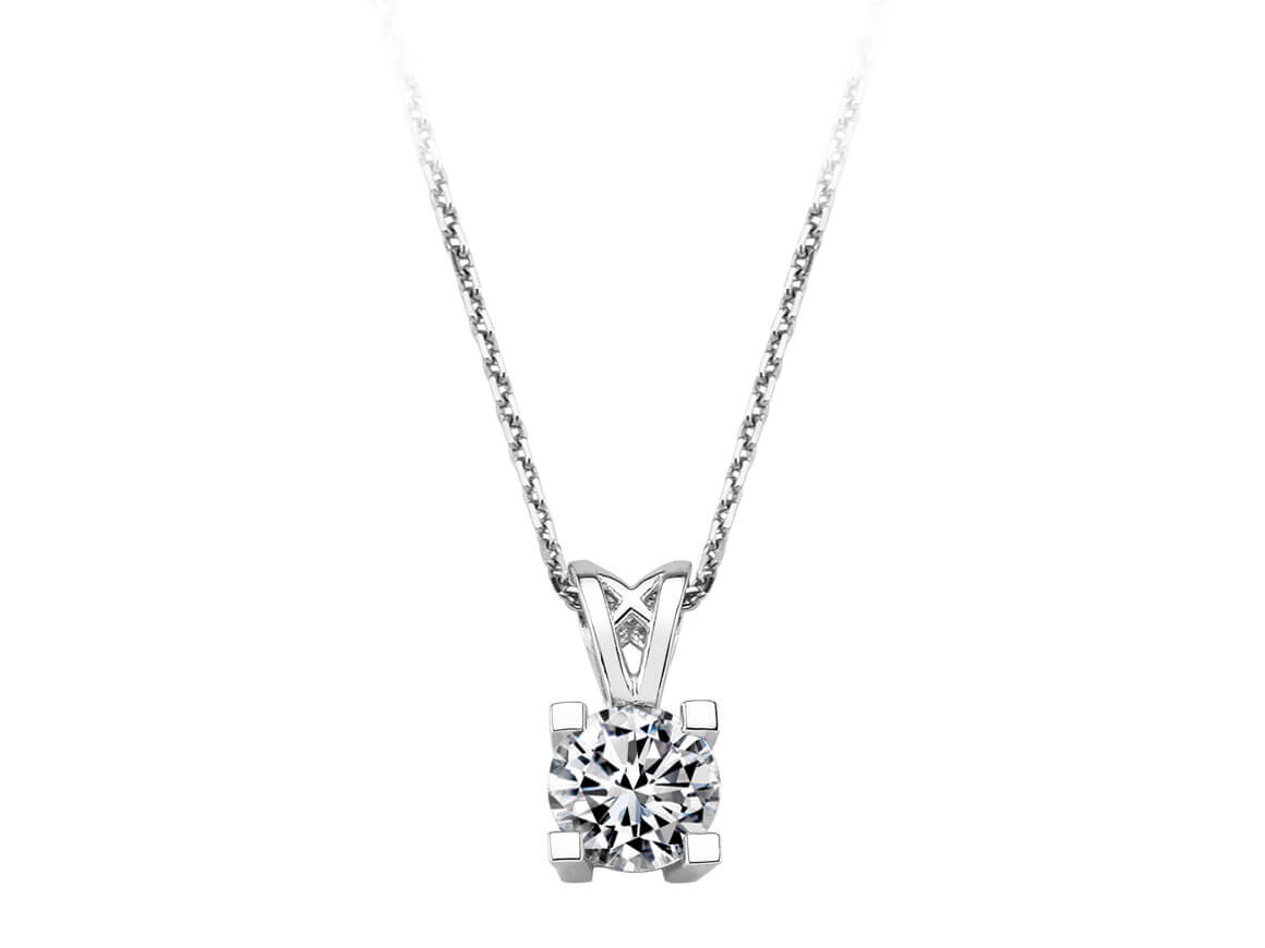 G Farbe 0,80 Karat Diamant Solitär Collier in 585er 14 Karat Weißgold - handgefertigter Diamantschmuck aus Feingold | Sirius Diamant