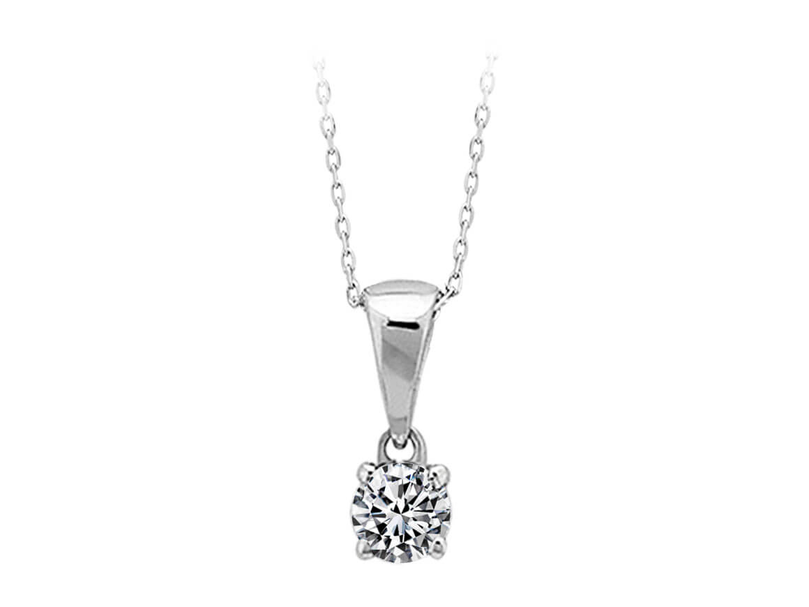 0,17 Carat Diamant Solitaire Collier in 14 Karat Weissgold - handgefertigter Diamantschmuck aus Feingold | Sirius Diamant