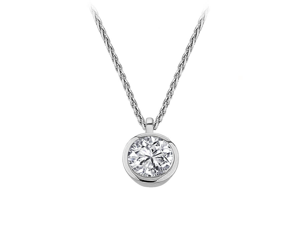 0.50 carat diamond solitaire necklace in 14 K white gold
