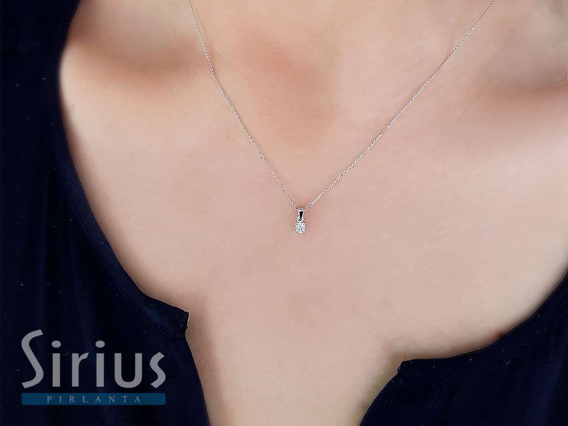 0.10 ct G/SI diamond solitaire necklace in 585 white gold - 42 cm