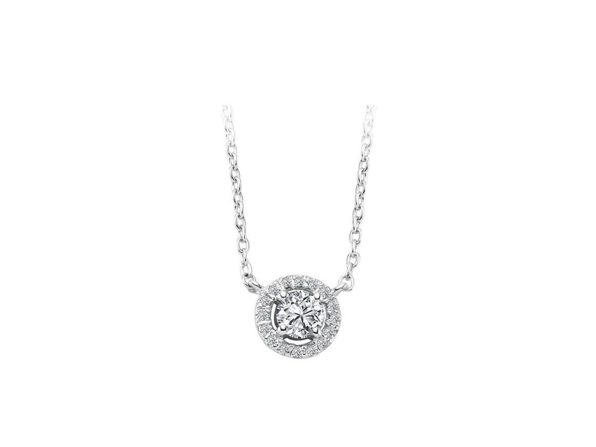 0.30 total carat G/SI diamond solitaire necklace 585 white gold - 42 cm