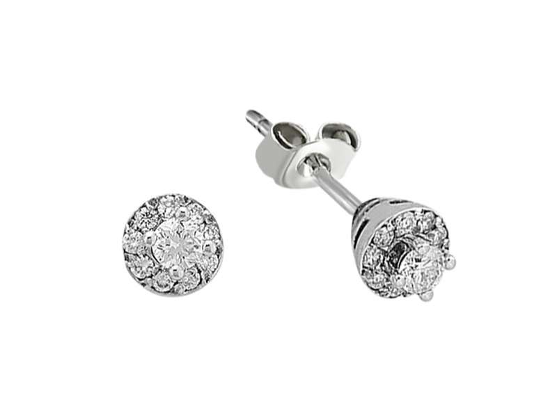 G color 0.42 carat stud earrings in 585 14K white gold