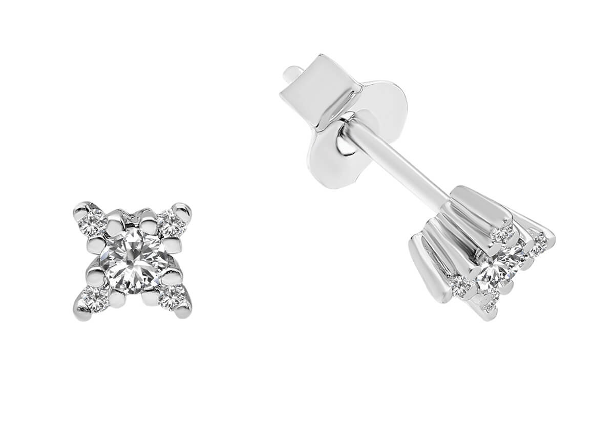 0.25 total carat diamond solitaire stud earrings in 14K white gold