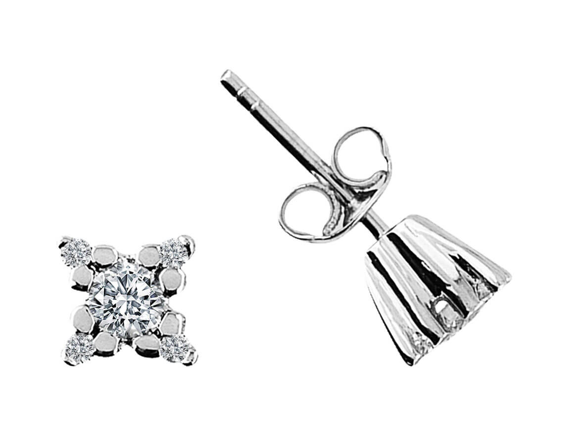 Boucles d'oreilles à tige en or blanc 14 carats avec diamant de 0,51 carat couleur G