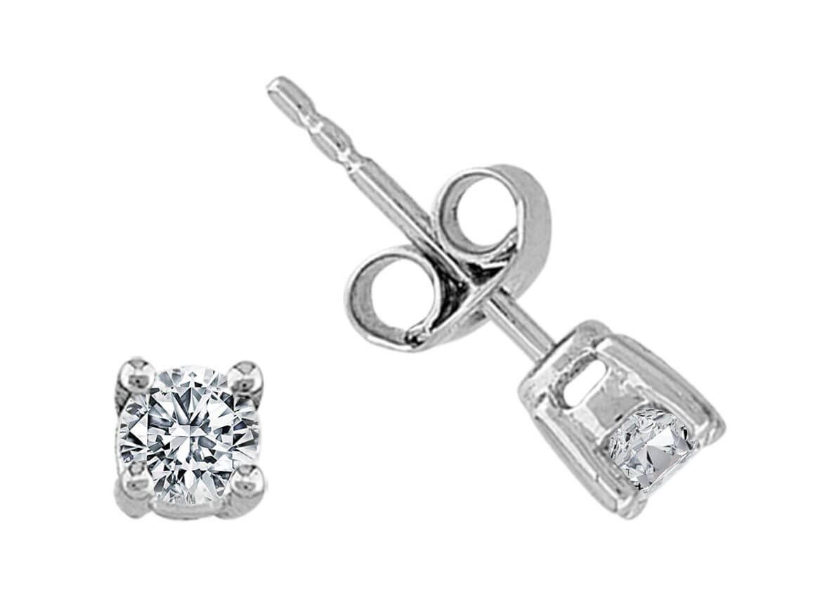 G color 0.46 total carat diamond solitaire stud earrings in 14K white gold