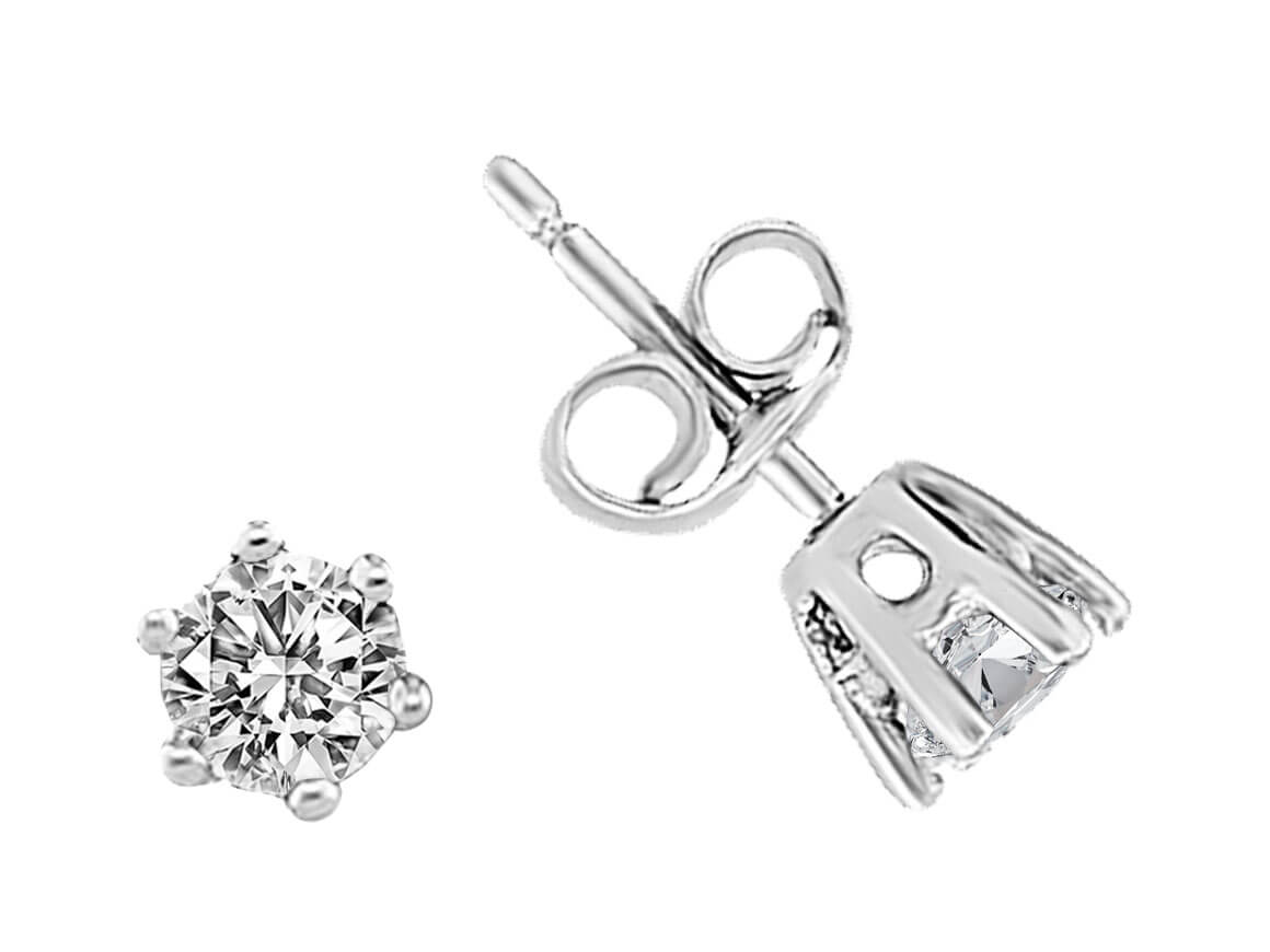 G color 0.50 carat diamond solitaire stud earrings in 585 14 carat white gold