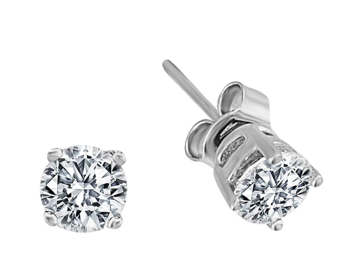 G color 1.45 carat diamond solitaire stud earrings in 14K white gold