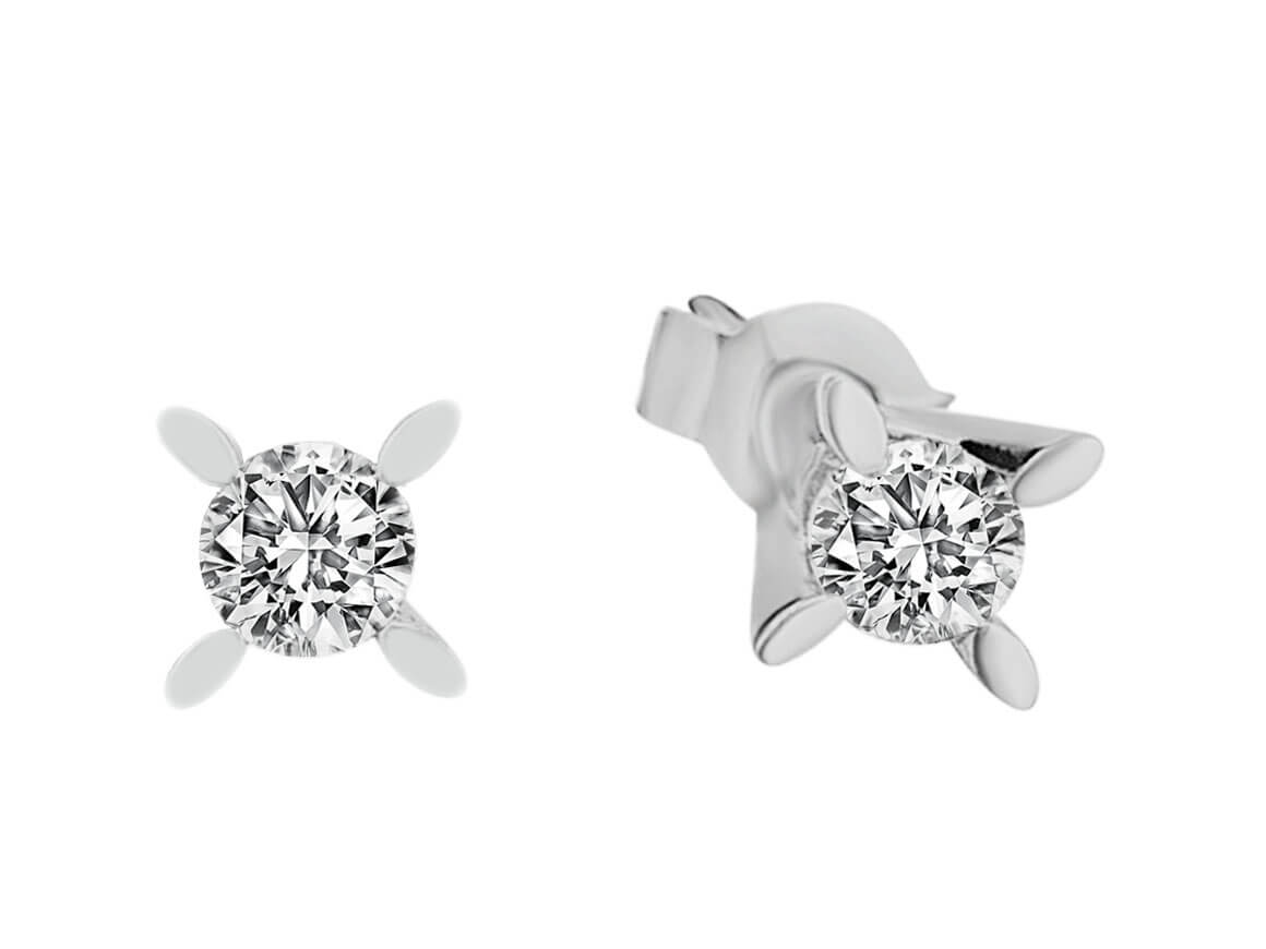Boucles d'oreilles solitaires en or blanc 14 carats avec diamant de 0,81 carat couleur G